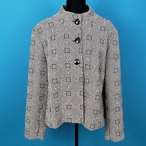 🔳 AUSTIN REED Black/White Boucle Geo Wool Jacket